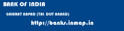 BANK OF INDIA  GUJARAT NAPAD (TAL  DIST ANAND)    banks information 